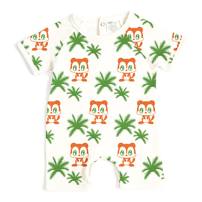 Monkey & Trees - Short Baby Romper - 100% Organic