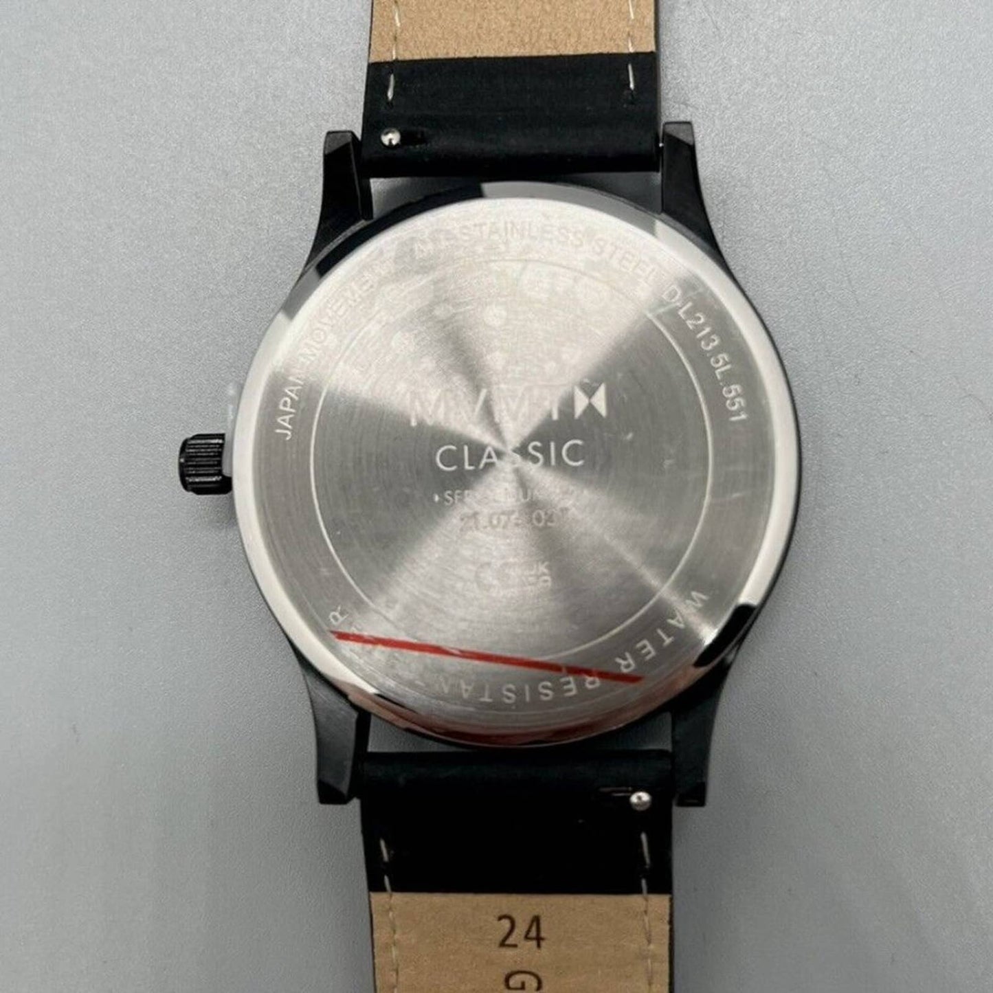 MVMT Men's Classic Black Leather Strap Watch 45mm