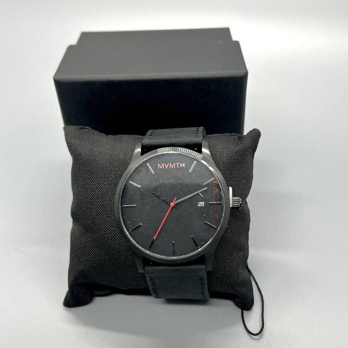 MVMT Men's Classic Black Leather Strap Watch 45mm