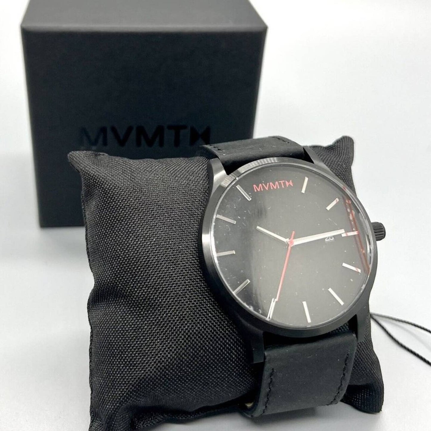 MVMT Men's Classic Black Leather Strap Watch 45mm