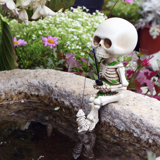 halloween skeleton fishing outdoor decoration