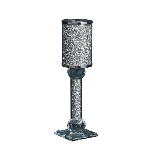 Exquisite Silver Crushed Diamonds Candle Holder