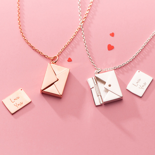 Women Envelope Lover Letter Pendant Gold/Rose Gold/Silver Necklace