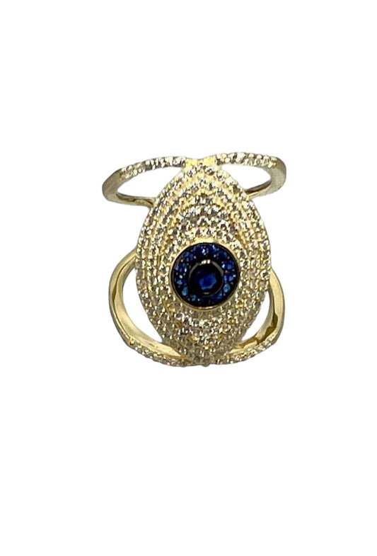 Gold Over Sterling Silver Evil Eye Ring