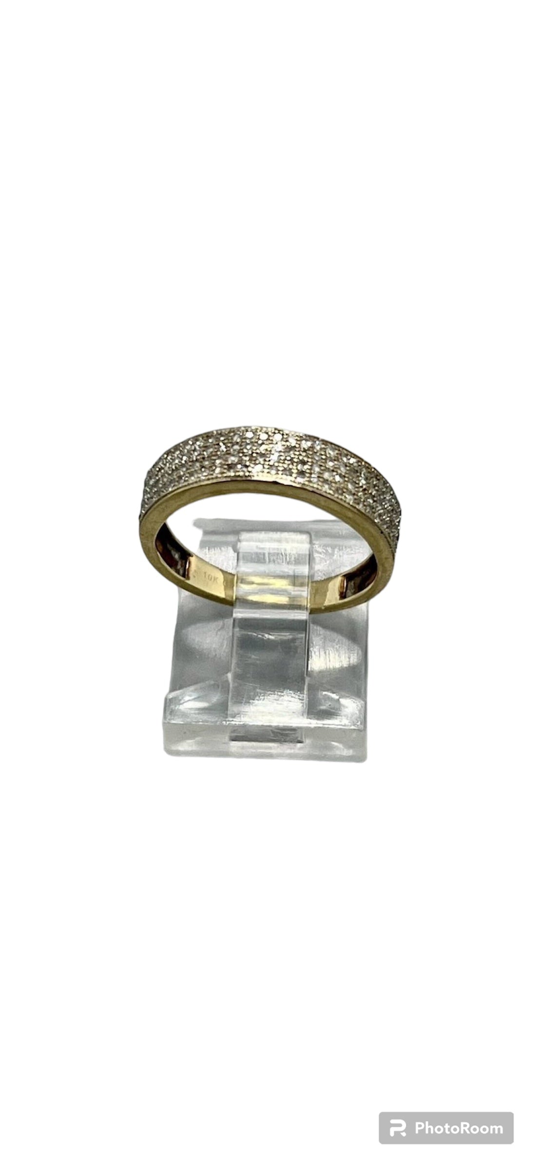 Womens 10K Solid Gold / Diamond Half Eternity Ring