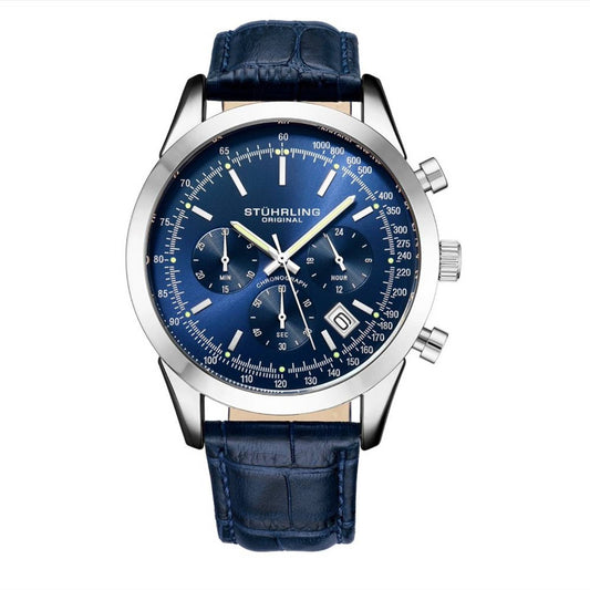 STUHRLING Monaco Quartz Blue Dial Men's Chronograph Watch