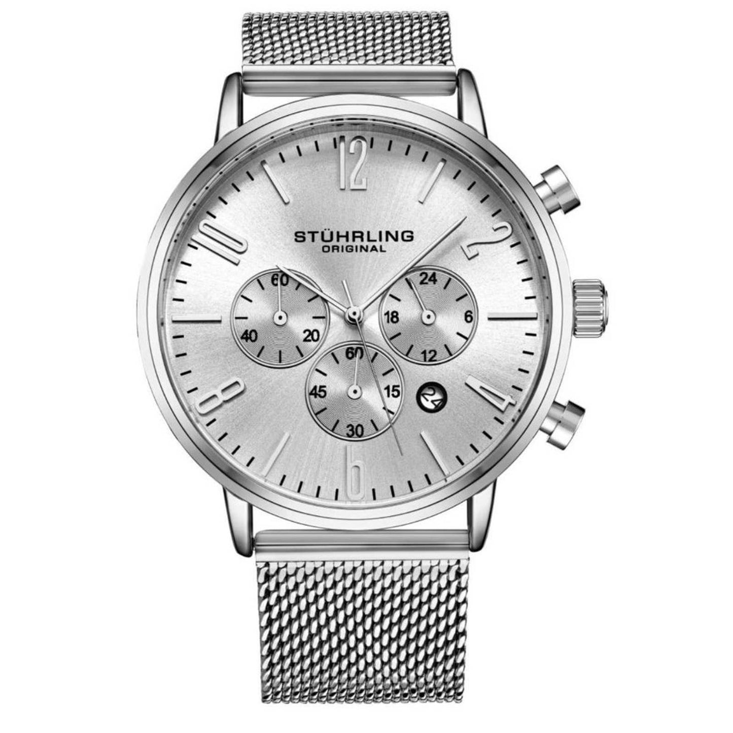 Stuhrling Monaco Silver Mesh Bracelet M16240