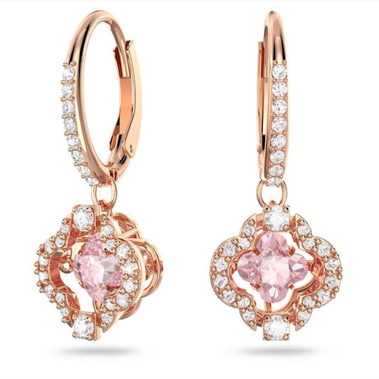 SWAROVSKI 5516477 Rose Gold Pink Sparkling Dance Clover Earrings