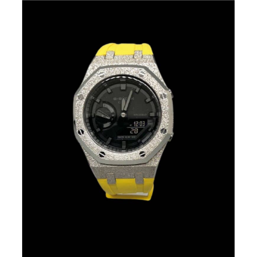 G-Shock GA2100 CasiOak Royal Oak MOD Frosted Steel Bezel Case & Rubber Strap - Different Color Cases