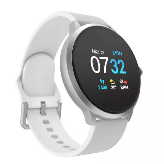 iTouch Sport 3 Smartwatch Fitness Tracker: Silver Case with White Strap