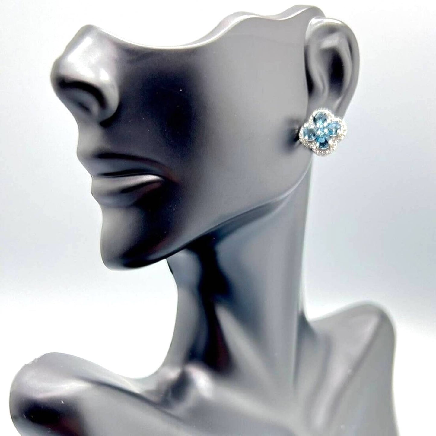 Blue Topaz & White Sapphire Sterling Silver Earrings