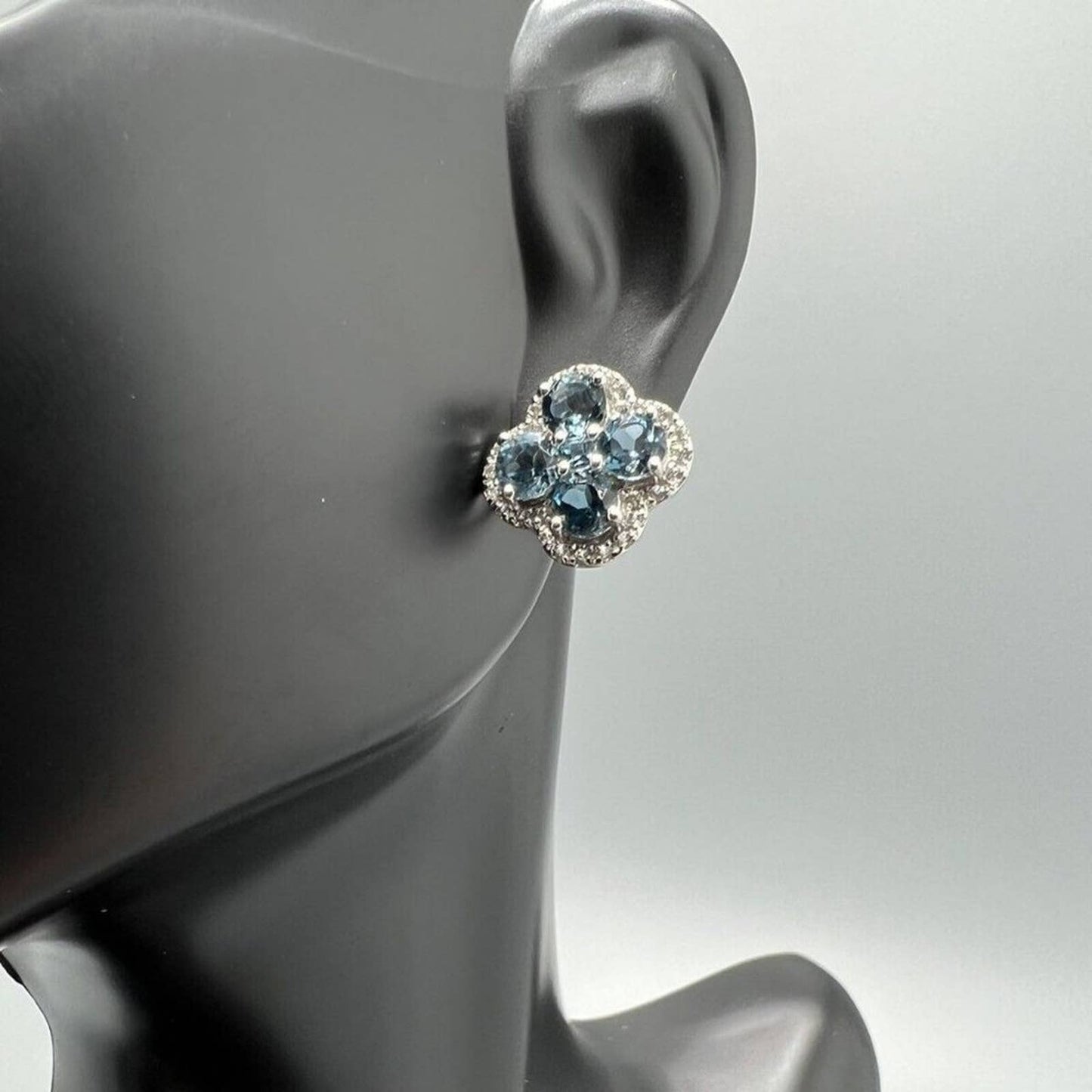 Blue Topaz & White Sapphire Sterling Silver Earrings