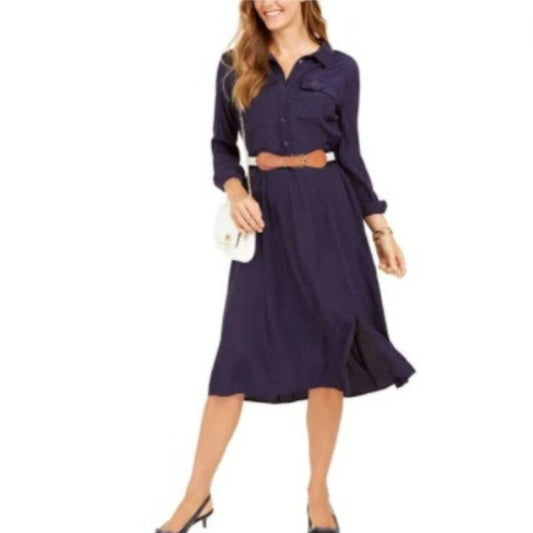 NWT! Charter Club Ladies Navy Blue Shirt Dress