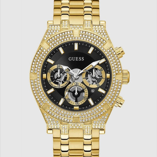 Guess Gold-Tone Exposed Dial Multifunction Watch