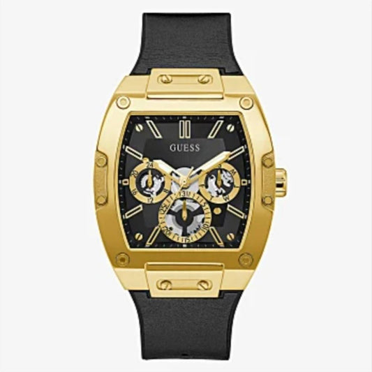 Mens GUESS PHOENIX GW0202G1 Multifunction Leather/Silicone Golden Watch