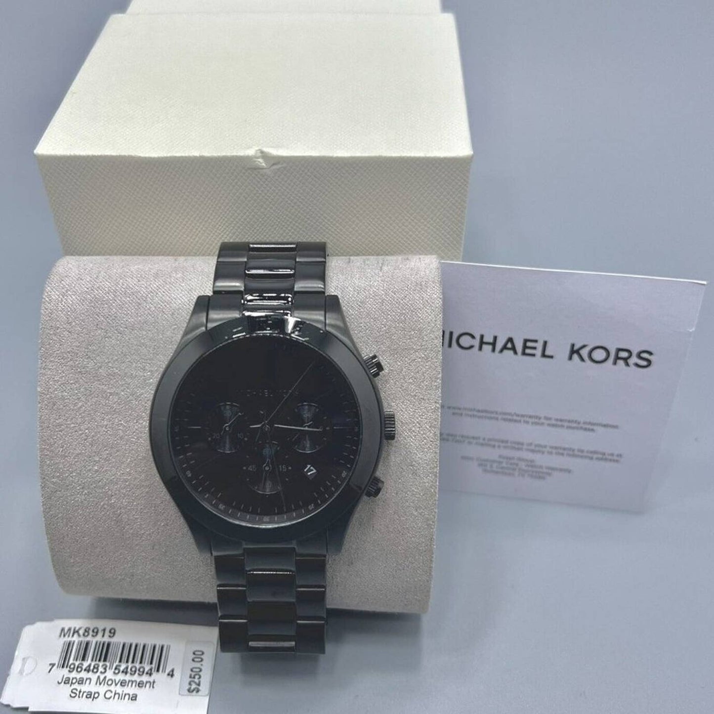 MICHAEL KORS Men's Slim Runway Black Stainless Steel Bracelet Watch, 44mm