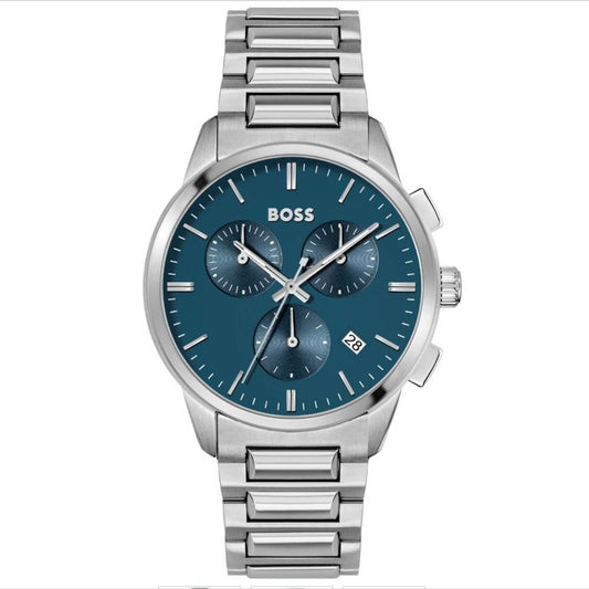 Hugo Boss Dapper Chronograph Blue Dial Stainless Steel Bracelet Watch | 43mm | 1