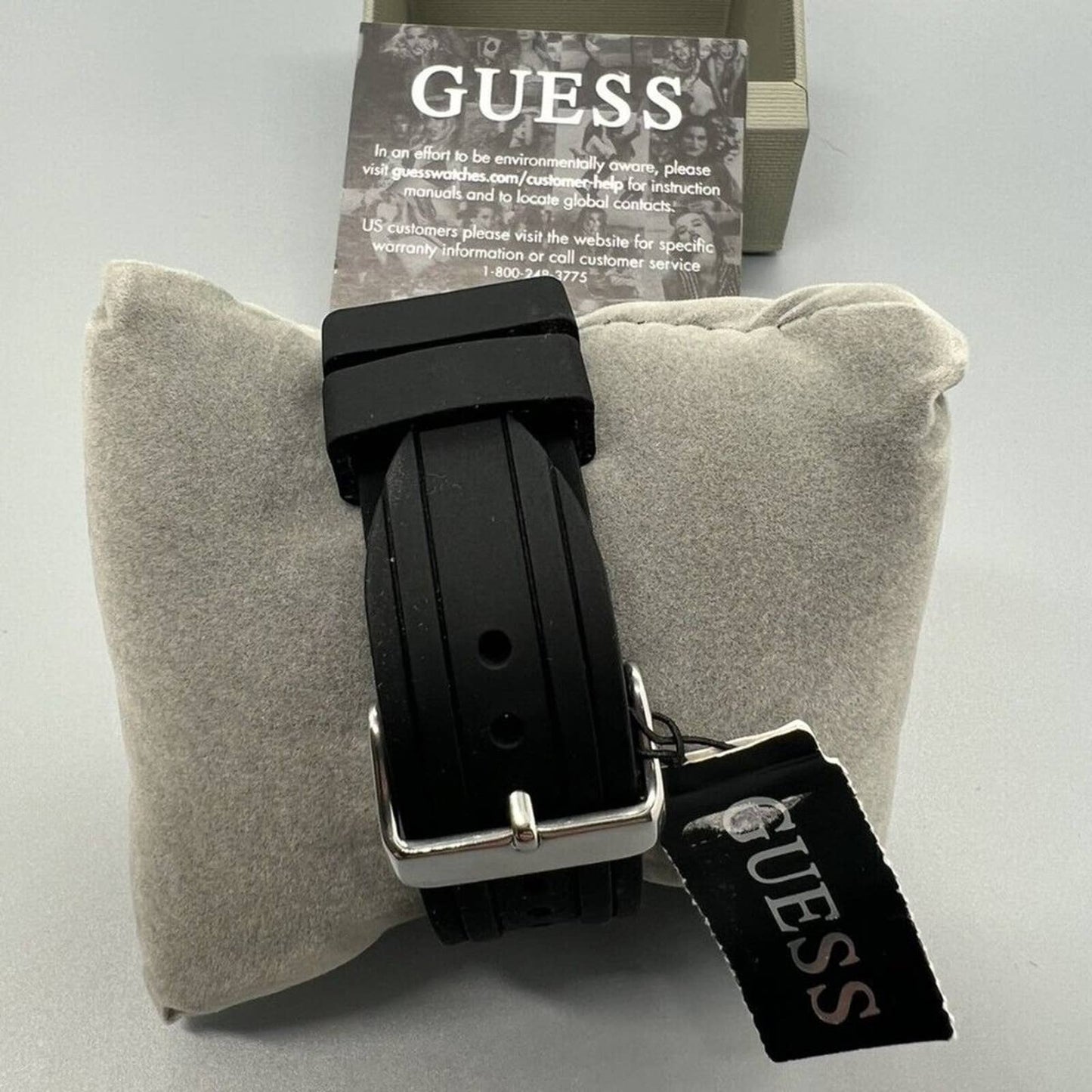 GUESS Men s Black & White Nylon & Silicone Strap Watch 48mm