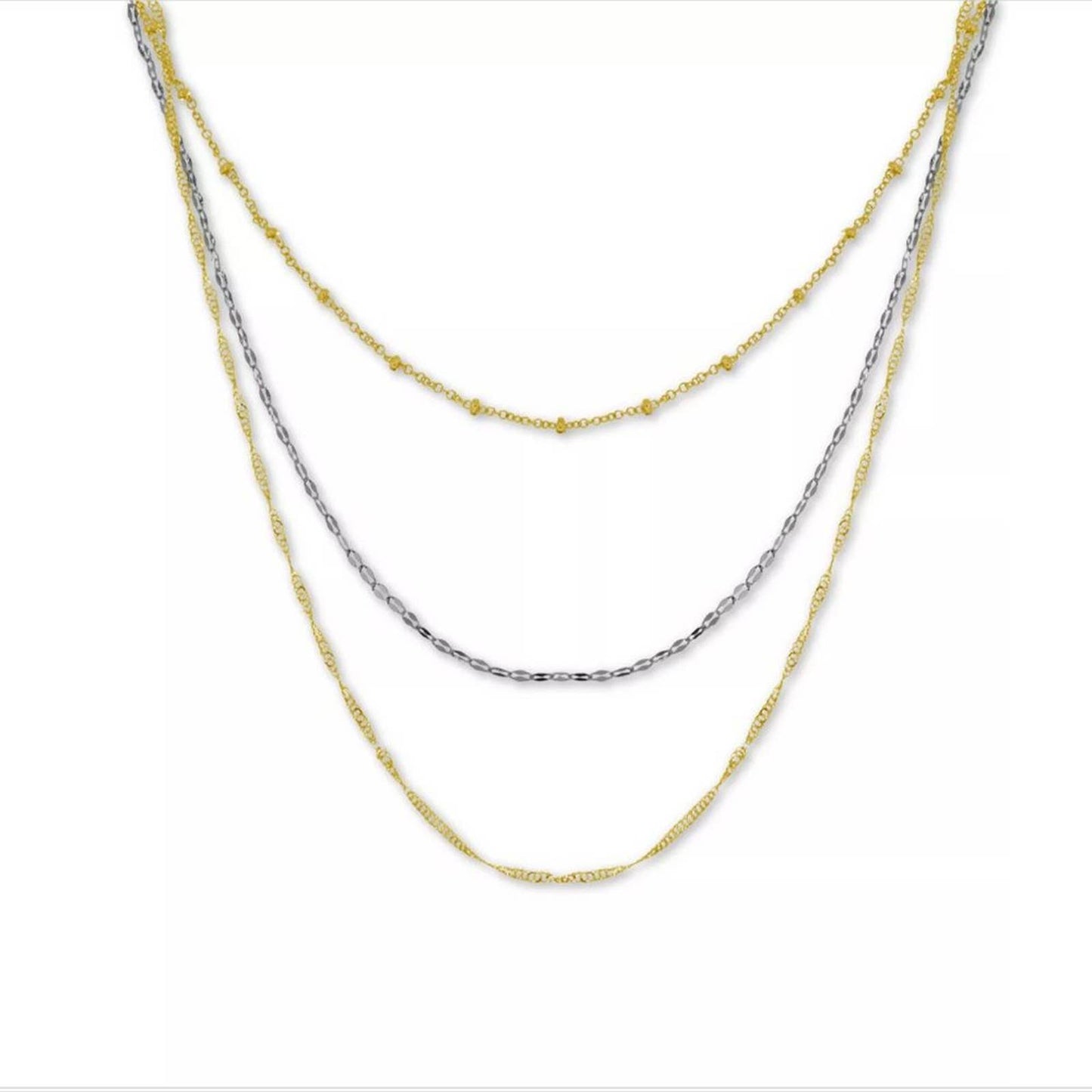 AND NOW THIS Silver Plated Multi-Chain 18" Layered Statement Necklace