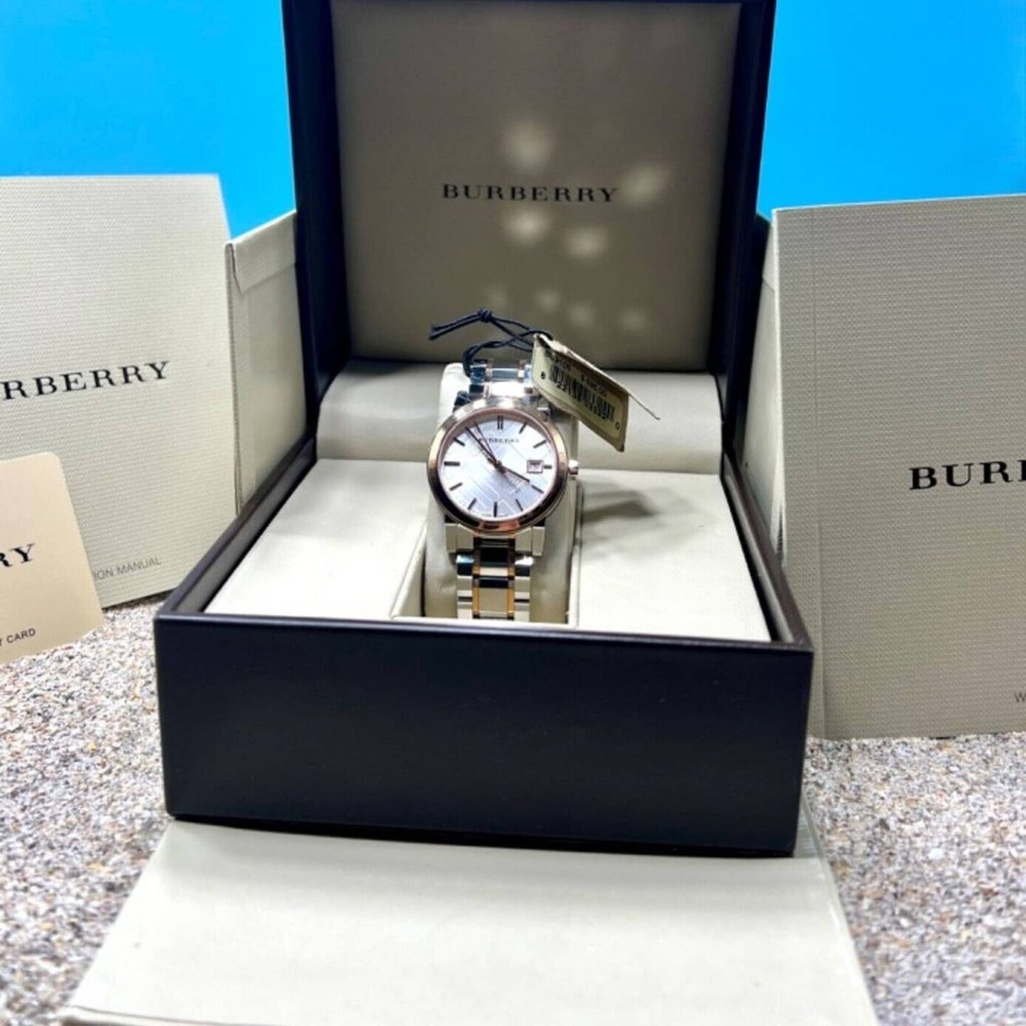 BURBERRY City Womens 38mm Swiss Watch, Two-Tone Silver Rose Gold Stainless Steel