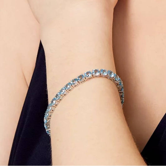 Ladies Blue Topaz Sterling Silver Bracelet