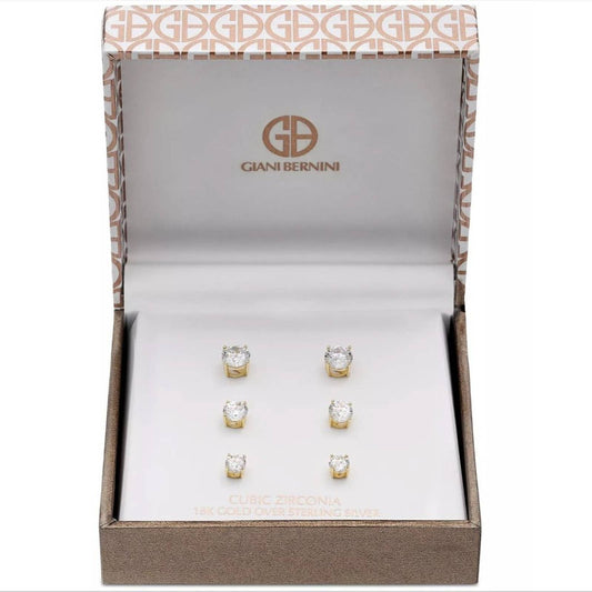 GIANI BERNINI Cubic Zirconia Stud Earring Set in 18k Gold over Sterling Silver