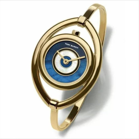 Tory Burch Evil Eye Blue Gold Stainless Steel Small Watch Bracelet TBW5000