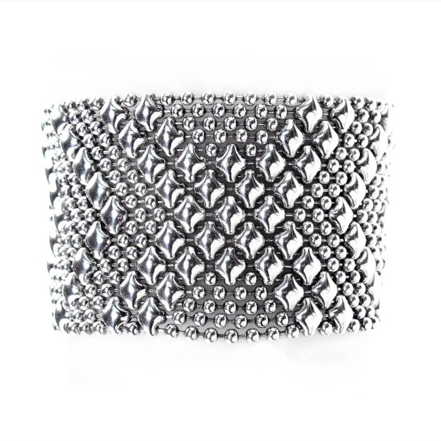 SG Liquid Metal Silver Mesh Cuff Bracelet by Sergio Gutierrez B44