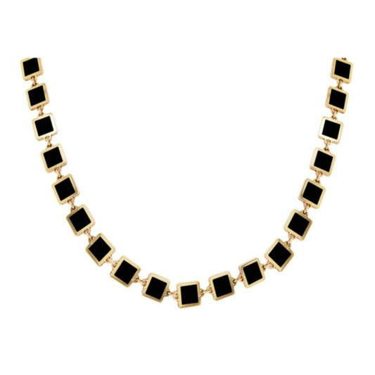 The Lovery 14k Yellow Gold Square Necklace In Onyx And Gold