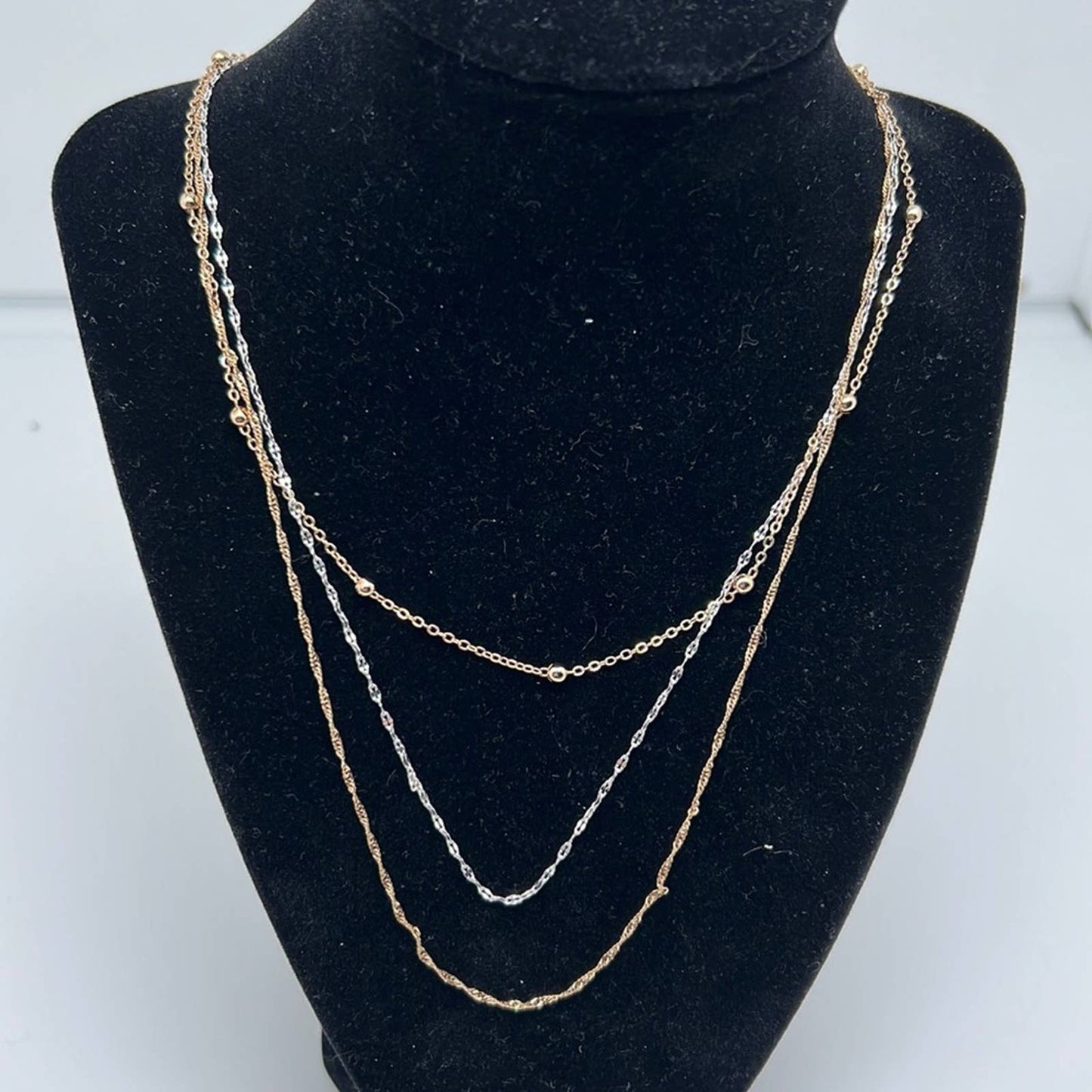 AND NOW THIS Silver Plated Multi-Chain 18" Layered Statement Necklace