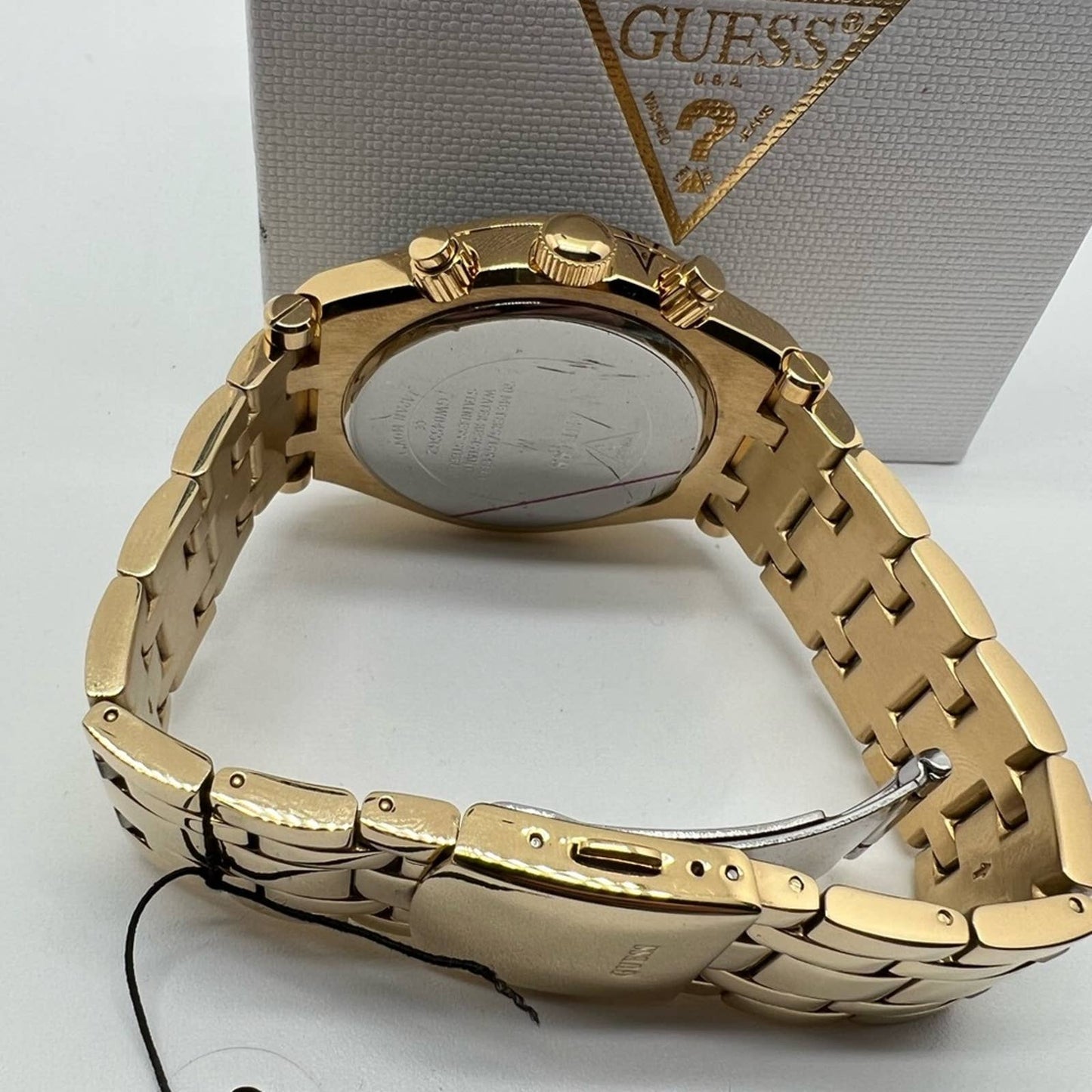 Guess Gold-Tone Exposed Dial Multifunction Watch