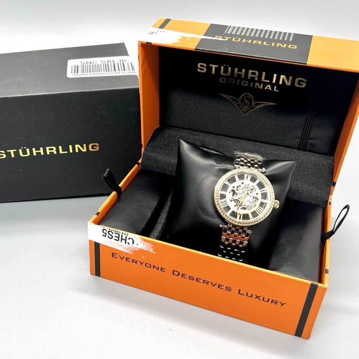 STUHRLING ORIGINAL Delphi Automatic 38mm Skeleton In Silver/ Gold