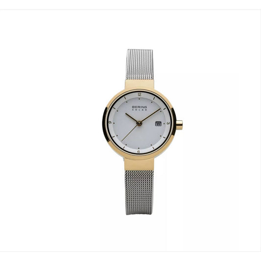 Bering Ladies' Slim Solar Two Tone Stainless Steel Case and Mesh Watch