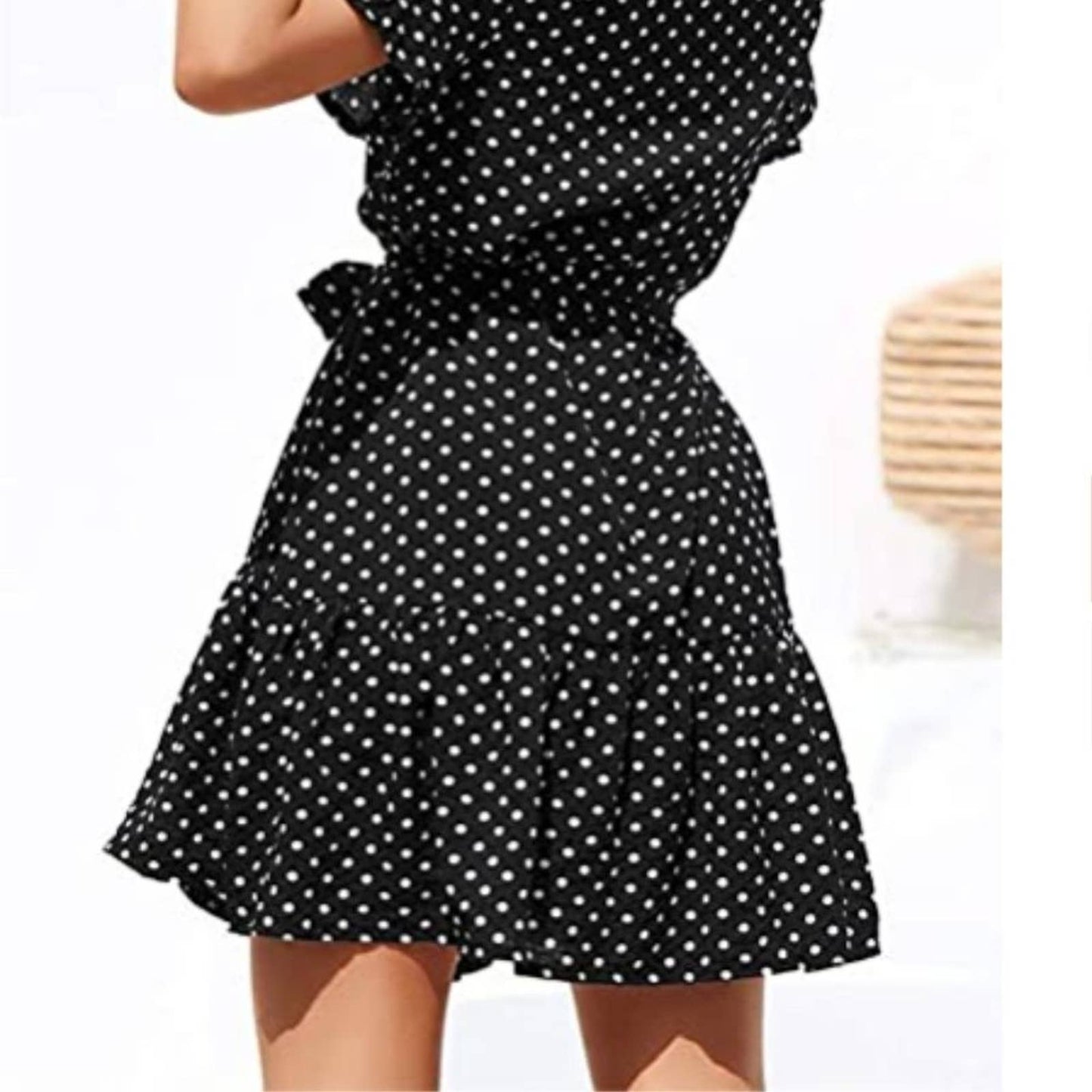 SAIKESIGIRL Womens Polka Dot Button Down Dress