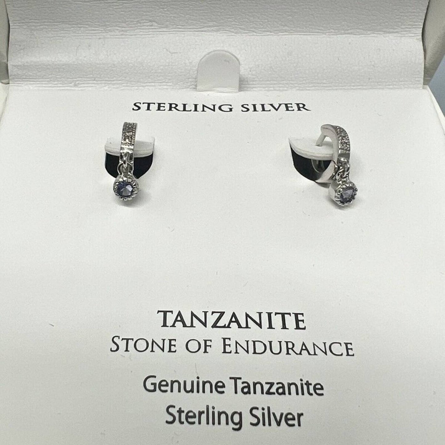MACY'S Tanzanite Charm Lab Created White Sapphire Huggie Earrings