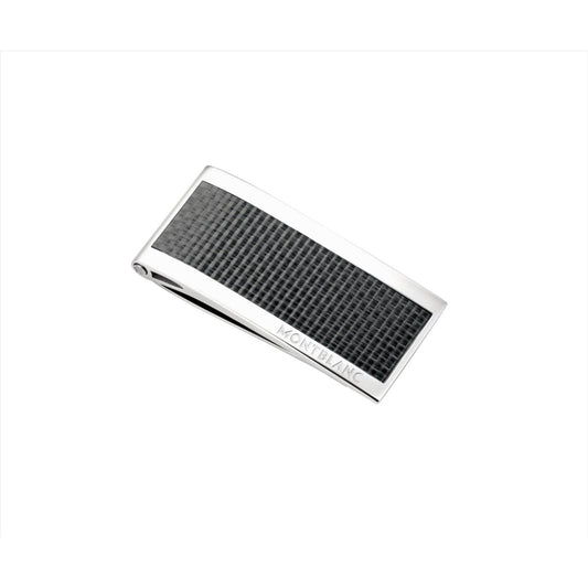 NWOT MONTBLANC Stainless Steel And Black Carbon Money Clip 104731