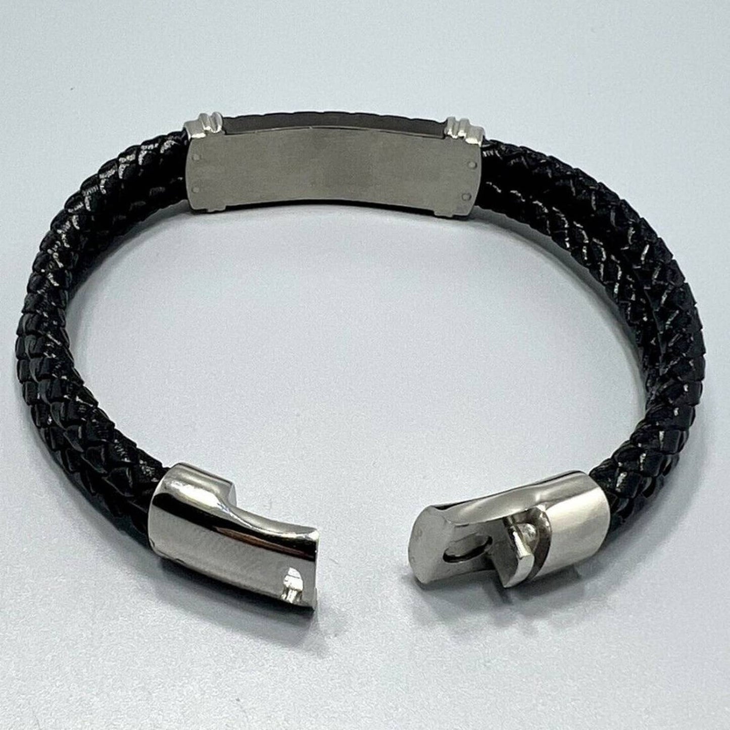 ESQUIRE MEN'S JEWELRY Diamond & Leather Bracelet in Stainless Steel & Black Ion