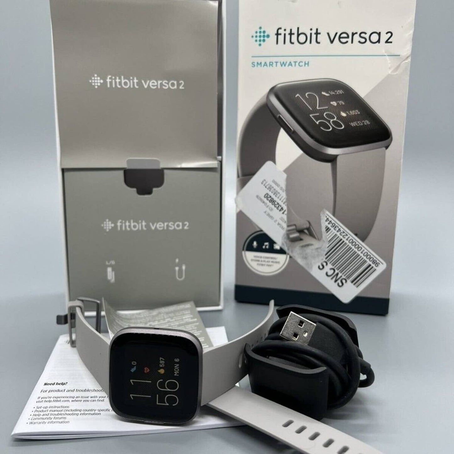 Fitbit Versa Smartwatch with Small & Large Bands - Gray/Silver Aluminum FB504SRG