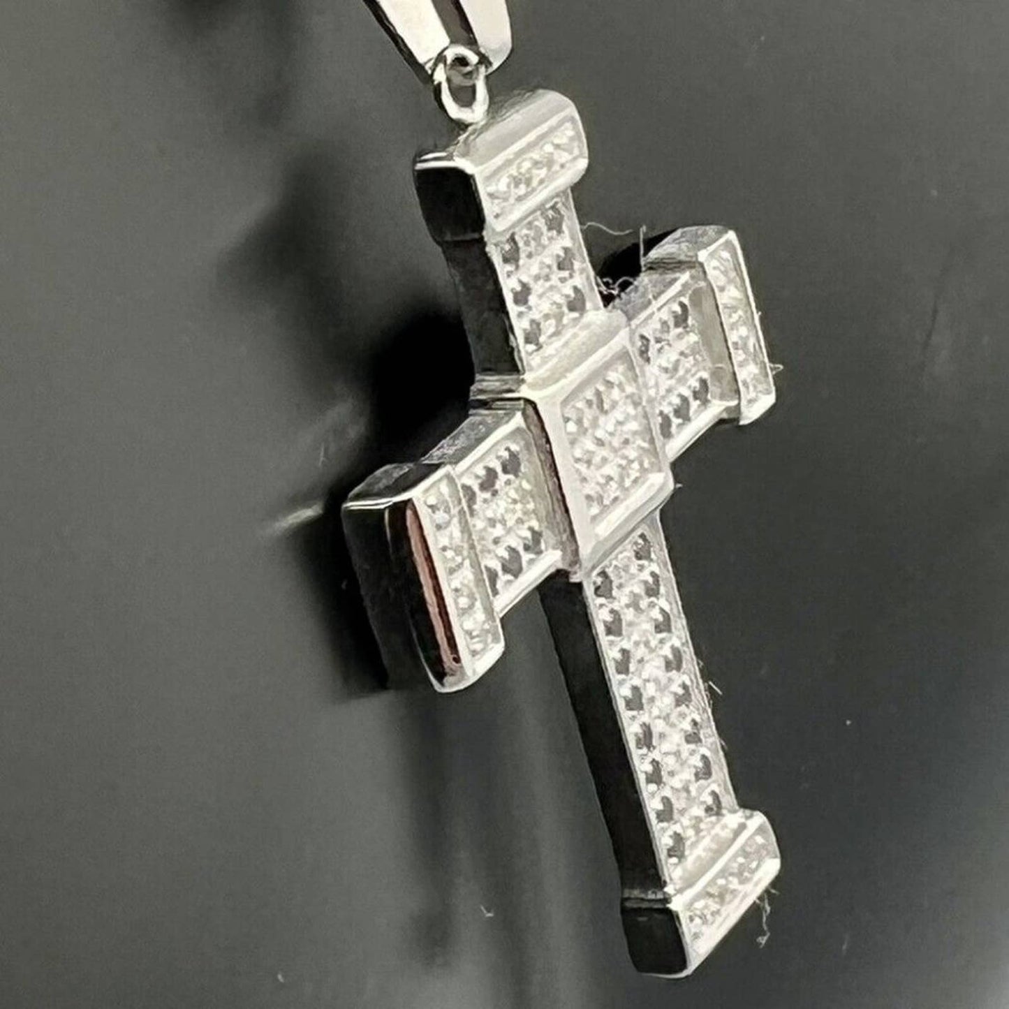 LEGACY FOR MEN BY SIMONE I. SMITH Men's Crystal Cross 24" Necklace In Stainless