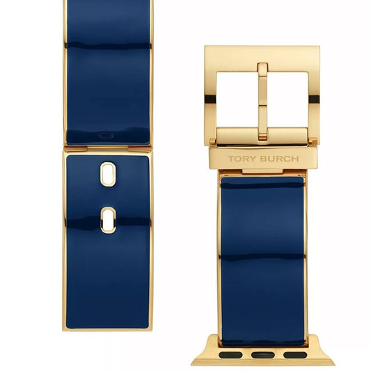 TORY BURCH Women's Blue & Gold-Tone Stainless Steel Band for Apple Watch 38/40MM