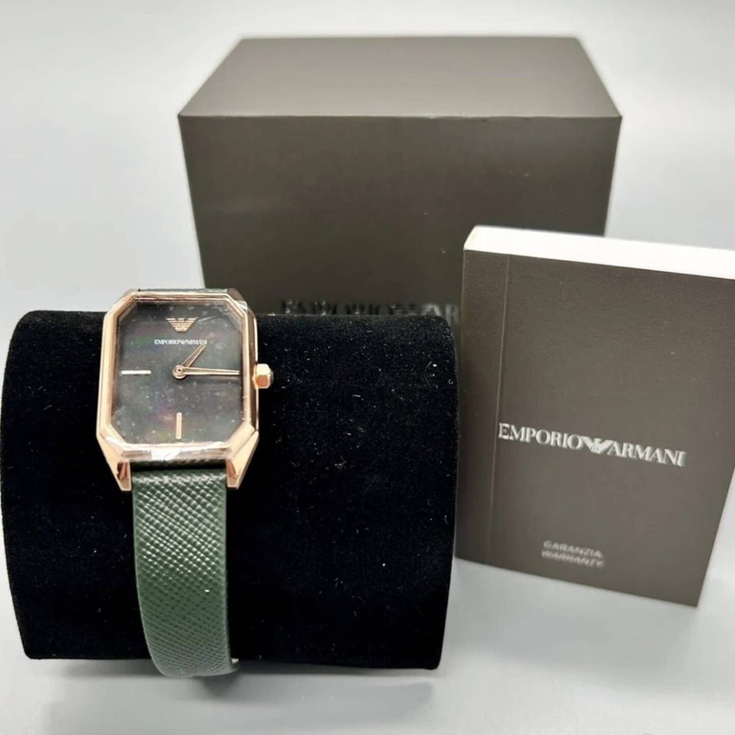 Emporio Armani Women's Two-Hand Leather Watch Dark Green