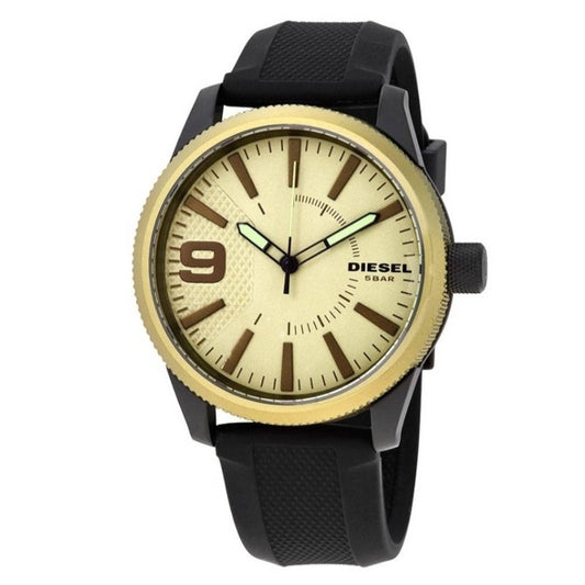 Diesel Men's Rasp Light Green Dial Black Rubber Watch DZ1875