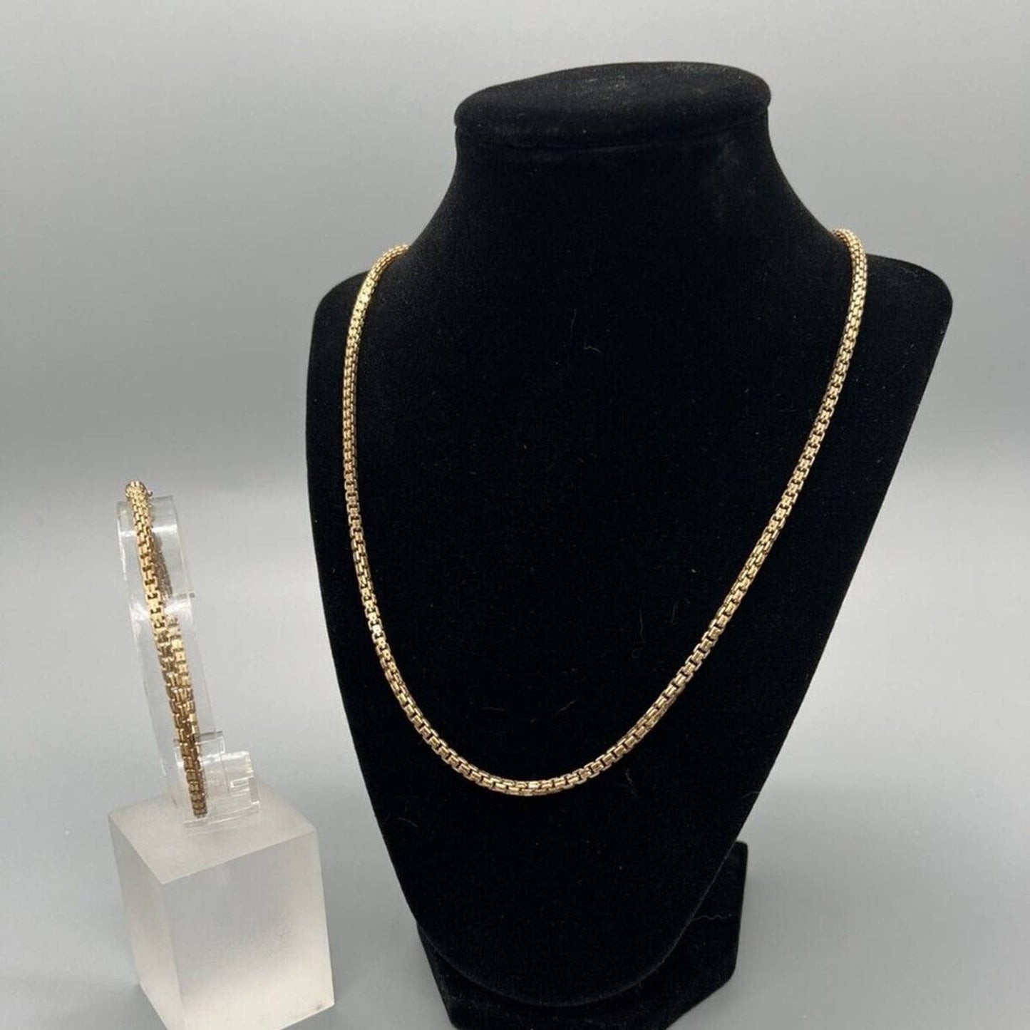 ESQUIRE MEN'S 2-Pc. Set Box Link 22" Chain Necklace & Bracelet Gold Over 925