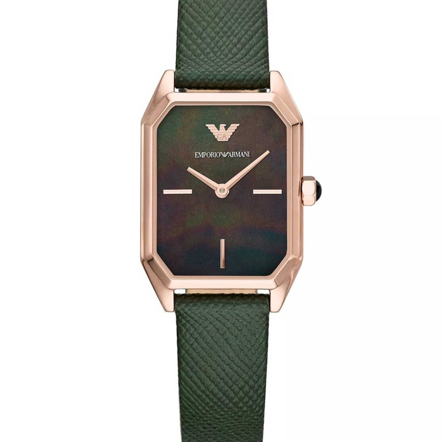 Emporio Armani Women's Two-Hand Leather Watch Dark Green