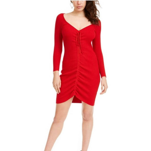 NWT GUESS Tamris Red Shirred Dress