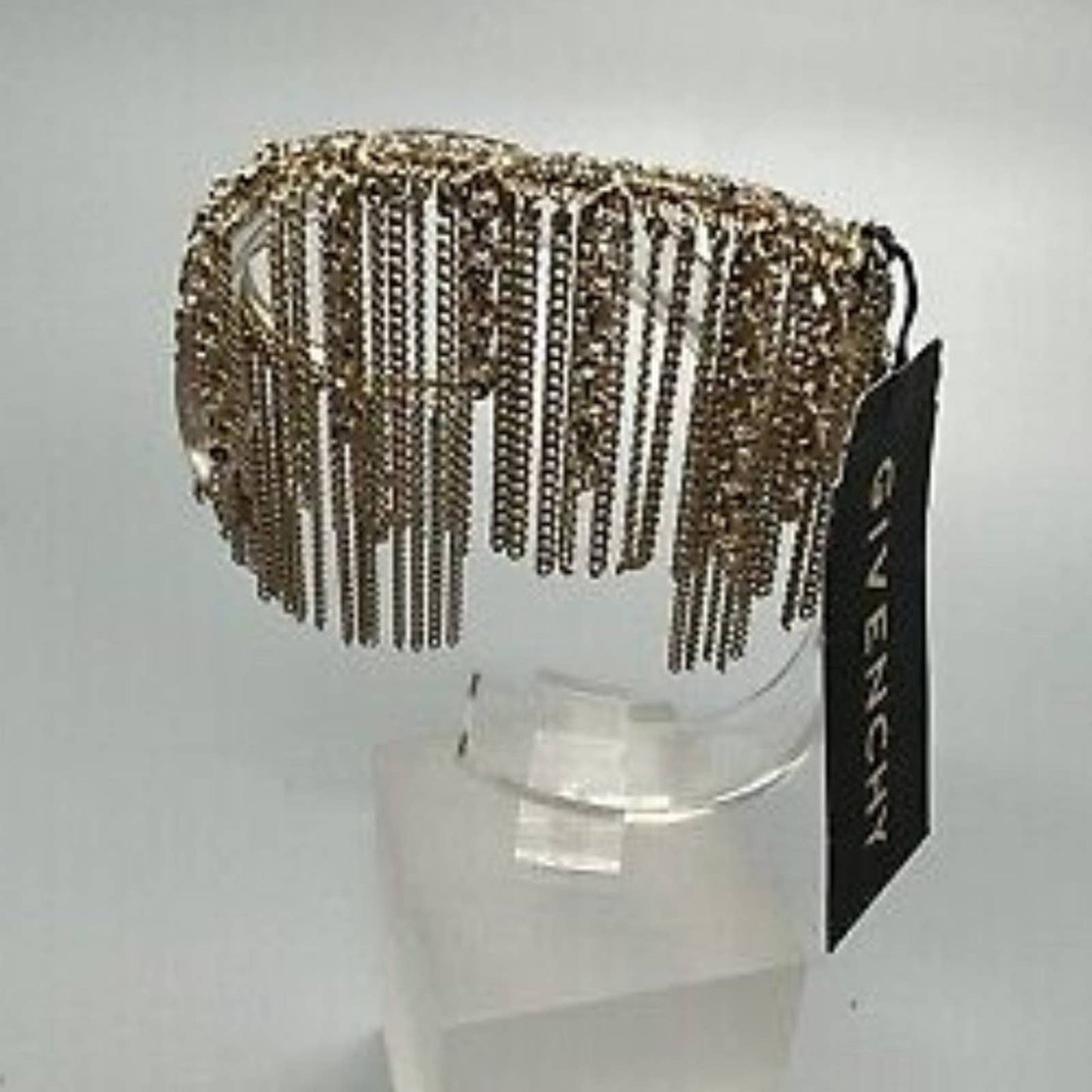 Givenchy Gold-Tone Crystal & Chain Fringe Cuff Bracelet