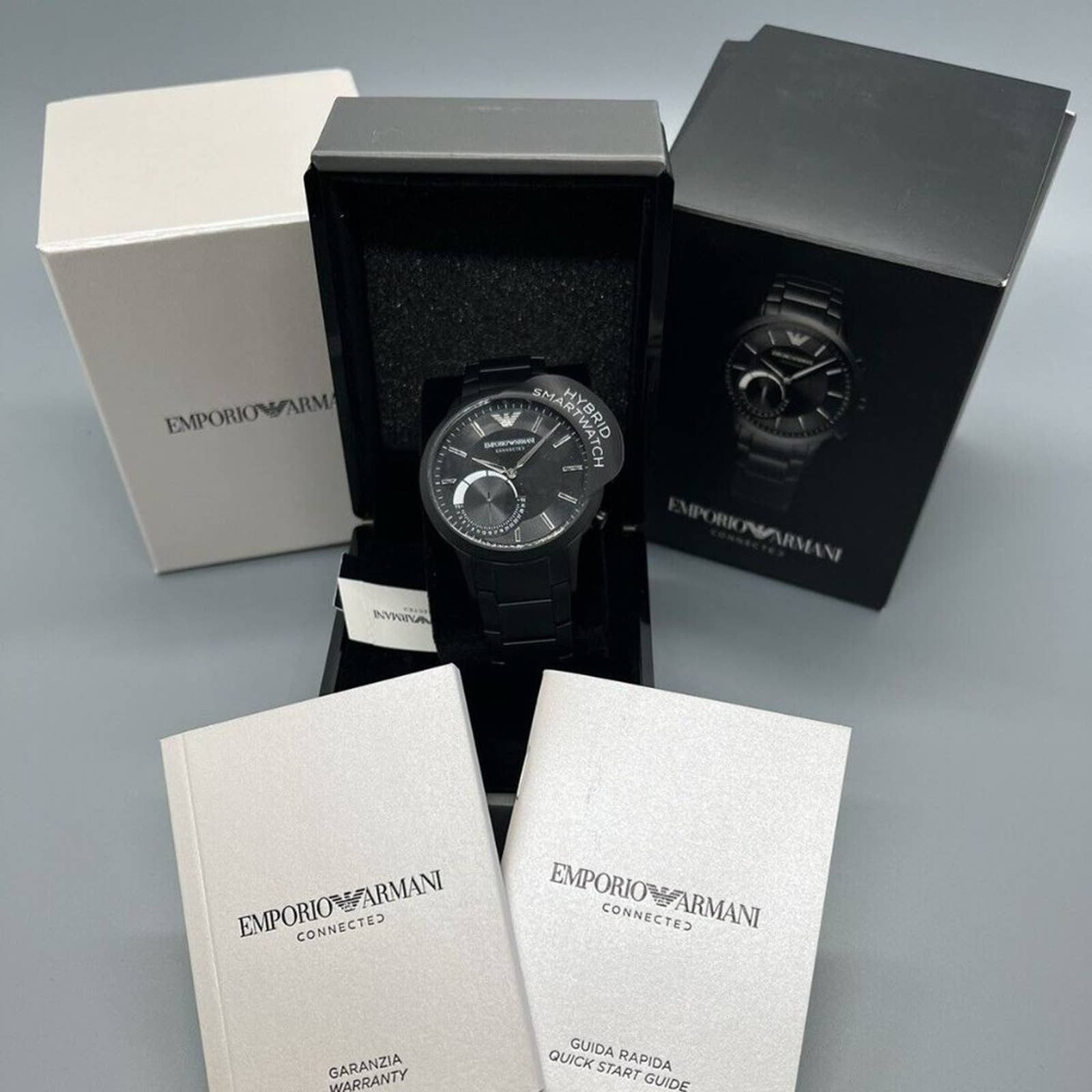 Emporio armani connected silver stainless steel store hybrid smartwatch