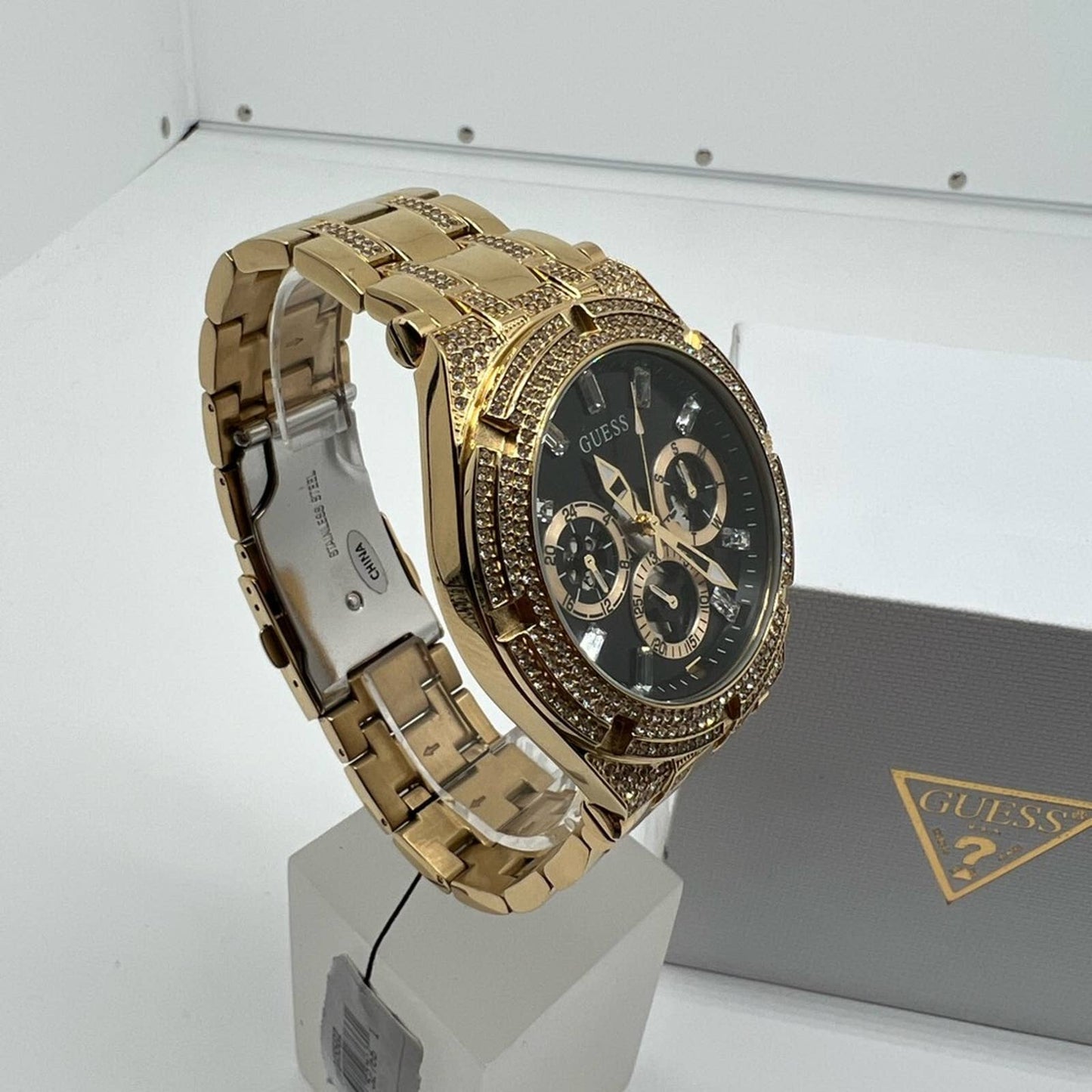 Guess Gold-Tone Exposed Dial Multifunction Watch