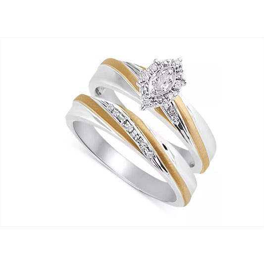 BEAUTIFUL BEGINNINGS Diamond Accent Engagement Bridal Set 14k Gold and Sterling