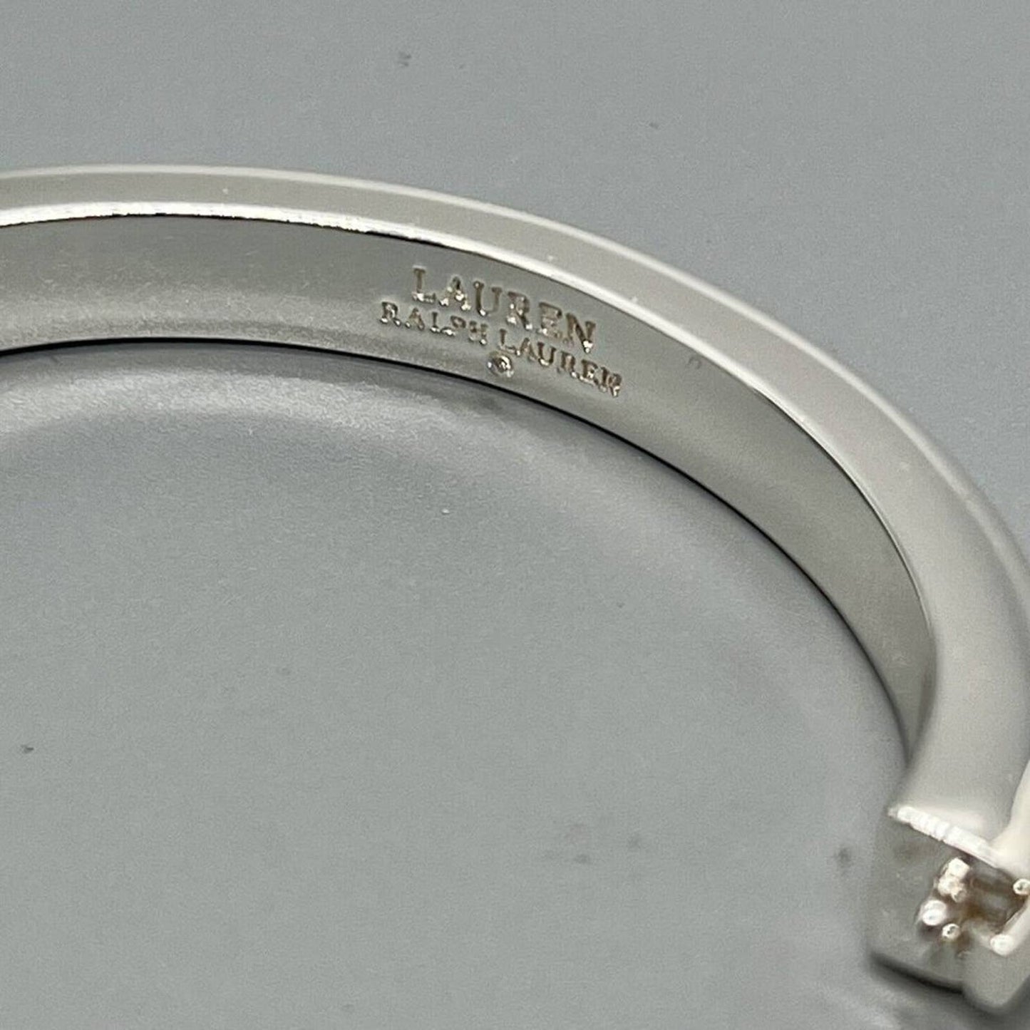 LAUREN RALPH LAUREN Silver-Tone Brown Leather Tubular Bangle Bracelet